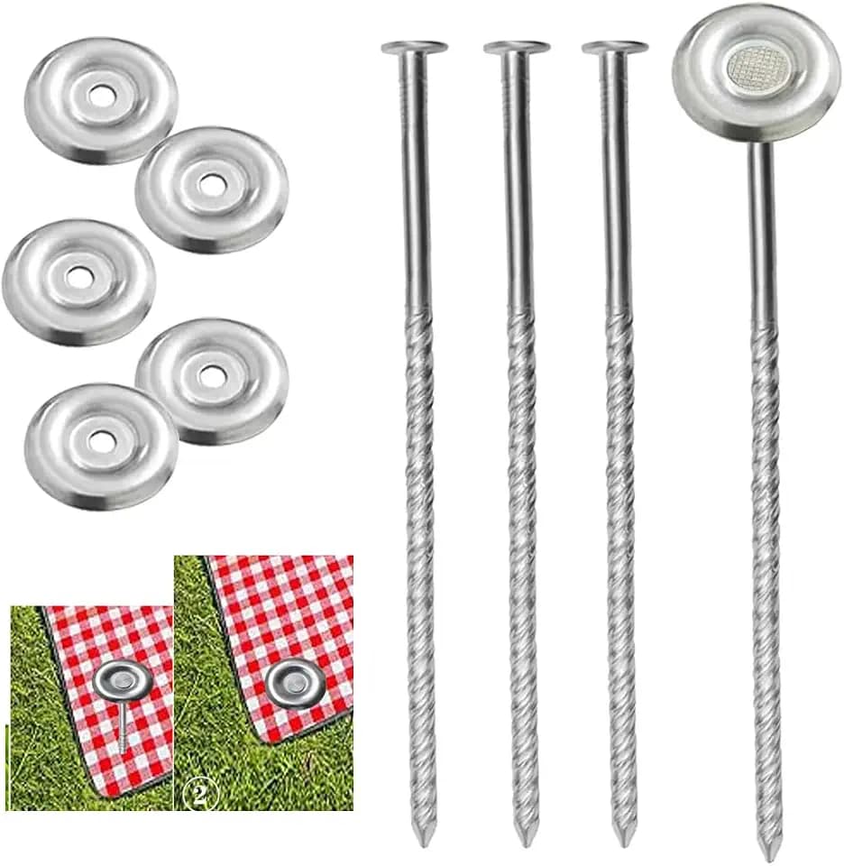 25 Count Outdoor Rv Rug Stakes, Stainless Steel Spira Patio Mats Stakes, Used for Fixing Rugs, Tents, Tarps, and RV Mats，Rv Camping Accessories for Outside,Camper Must Haves