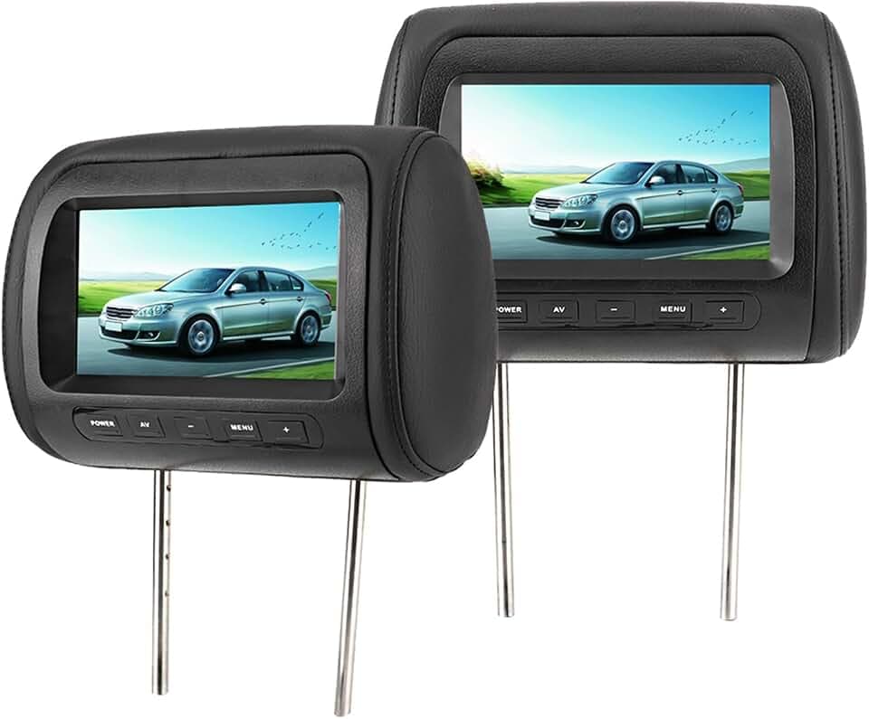 Universal Car Headrest Mount Monitor, 7-Zoll-Kopfstützenmonitor mit Drahtloser Steuerung LCD-Videoplayer USB MP5-Display Schwarz, 2-TLG