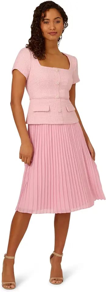 Adrianna Papell Women's Boucle Combo Midi Dress