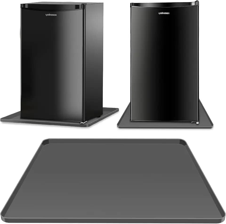 Mini Fridge Silicone Mat,24''x24''x0.5'', Under Refrigerator Mat Mini Fridge Drip Pan Prevents Appliance Leakage Water Spills, Protects the Floor From Damage and Cleanliness(Grey)