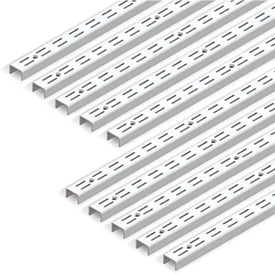 Emuca - Leistenprofil, doppelte Bohrung, Durchlass 32 mm für Regalwinkel L Set aus 10 Stück, Weiß, 951 mm