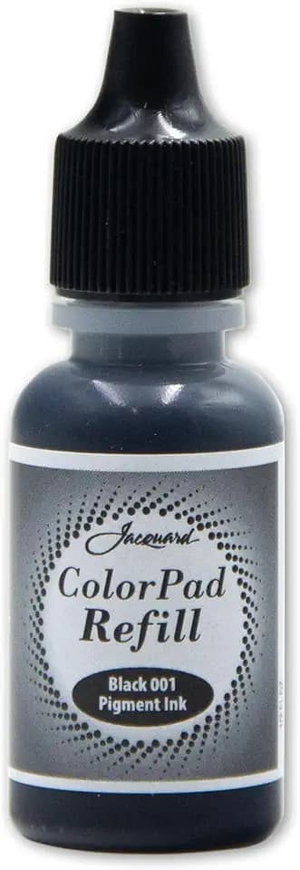 Jacquard ColorPad .5 oz Stamp Pad Pigment Ink Refill - Black - Archival - Archival - Acid Free - Excellent for Blending and Embossing - Made in USA
