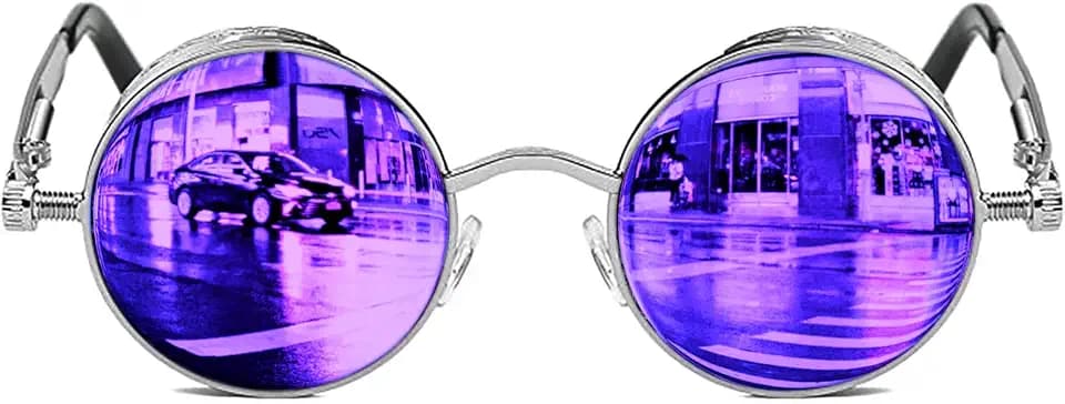 ROCKNIGHT Steampunk Polarized Round Sunglasses UV400 Metal Frame Streetwear