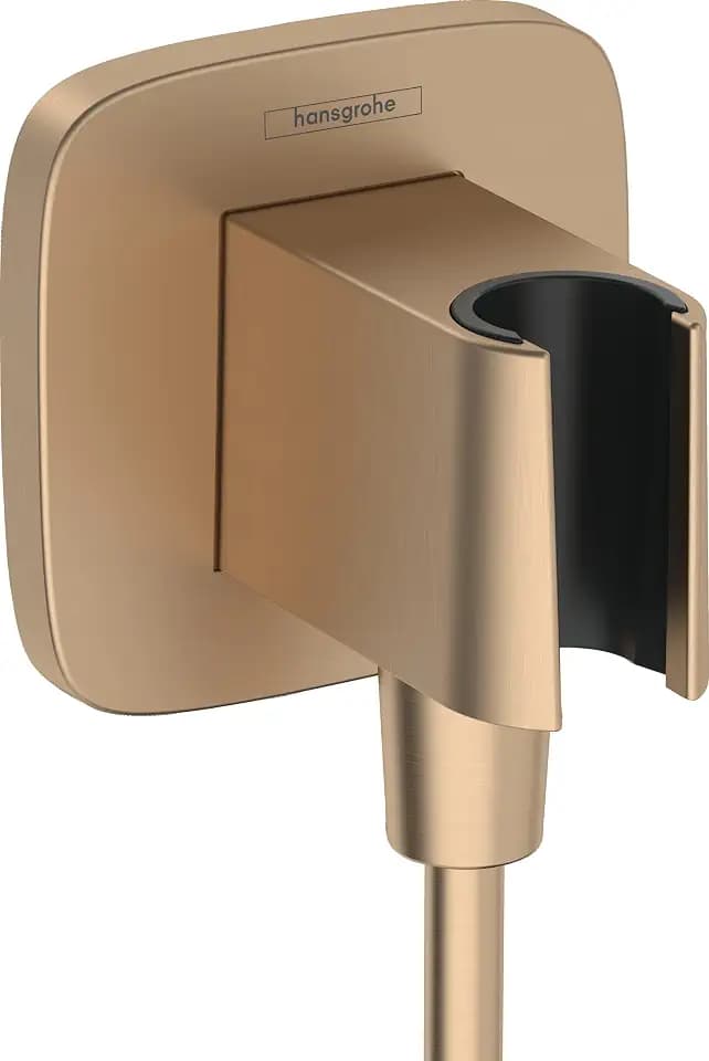 hansgrohe Wandanschluss mit Duschkopfhalterung FixFit Q, Brushed Bronze