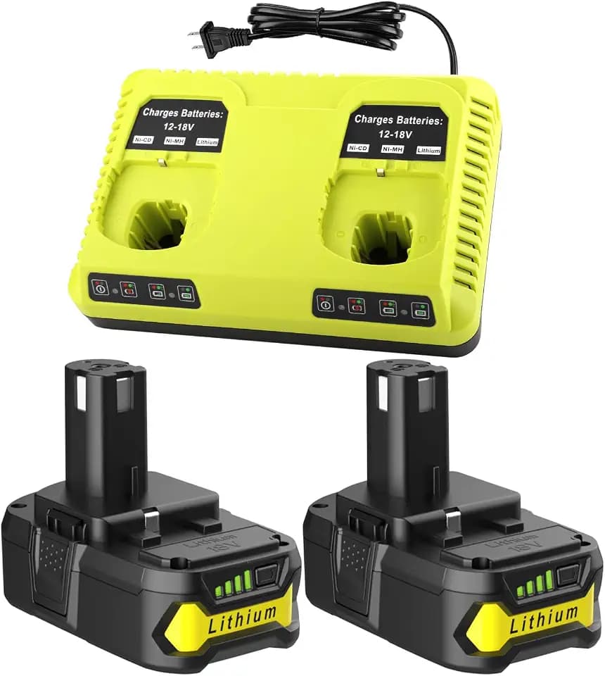 ANTRobut 2Pack Replacement 18V Batteries + 2-Port P117 Charger for P108 P107 P105 P103 P102