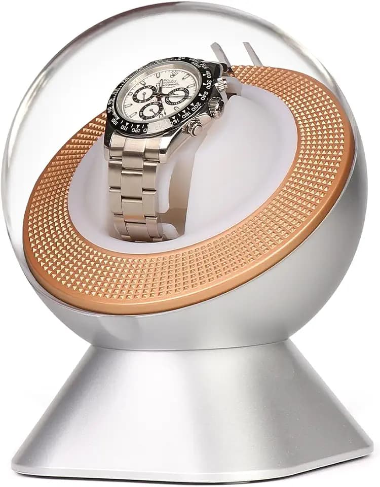 Leiser Einzeluhrenbeweger für Rolex mit Ambient LED Beleuchtung - Geschenk für Männer Automatische Uhrenaufbewahrungsbox mit einem Uhrenkissen