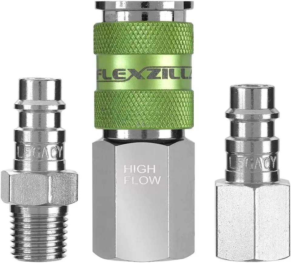 Flexzilla A53452FZ Pro High Flow Coupler and Plug Kits 3 Piece 1/4" NPT | Push to Connect System | Ideal for Spray Guns & Impact Tools | Maximum Efficiency