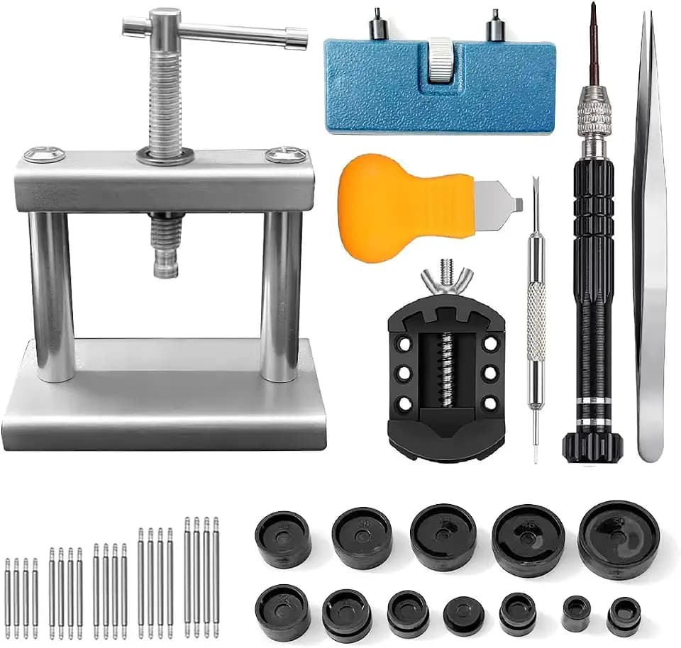 Uhren Batteriewechsel Set Profession Uhr Reparatur Werkzeug 38 Teilig - Uhrendeckelpresse Uhrenglieder Schraubendreher Uhrengehäuseöffner Entfernungswerkzeug Kit Für Automatikuhren & Quarzuhren