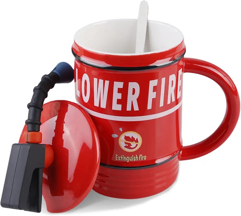 Feuerlöscher Tasse Personalisiert Kaffeetasse: Keramik Lustige Tassen Personalisierte Geschenke Tassenbrennerei Tasse, Personalisierte Tasse Geschenke für Männer Firemen Liebhaber