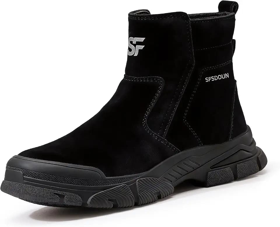 Work Boots for Men Slip On Welding Boots for Men Indestructible Steel Toe Boots Men's Steel Toe Shoes Fireproof Safety Toe Shoes Construction Boots for Welder Men's Work Shoes.