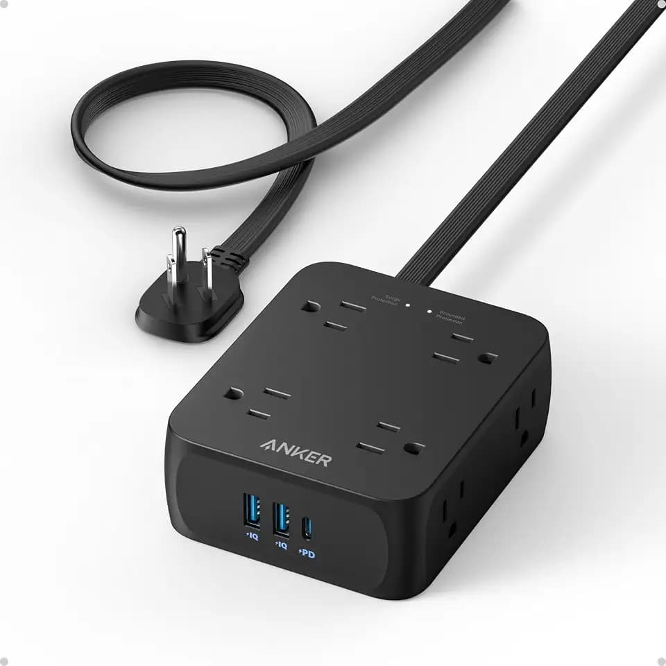 Anker Power Strip with 2000J Surge Protector, 10ft Outlet Extender, 20W 8AC