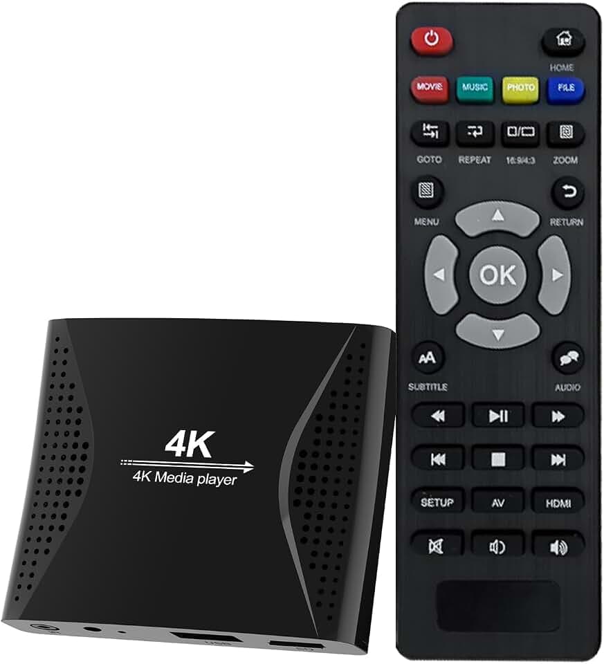 ZUMKUNM 4K Ultra-HD Digitaler Media-Player für USB-Laufwerke und MicroSD-Karten, digitale Beschilderung, Analog AV, automatische Wiedergabe und Fortsetzung