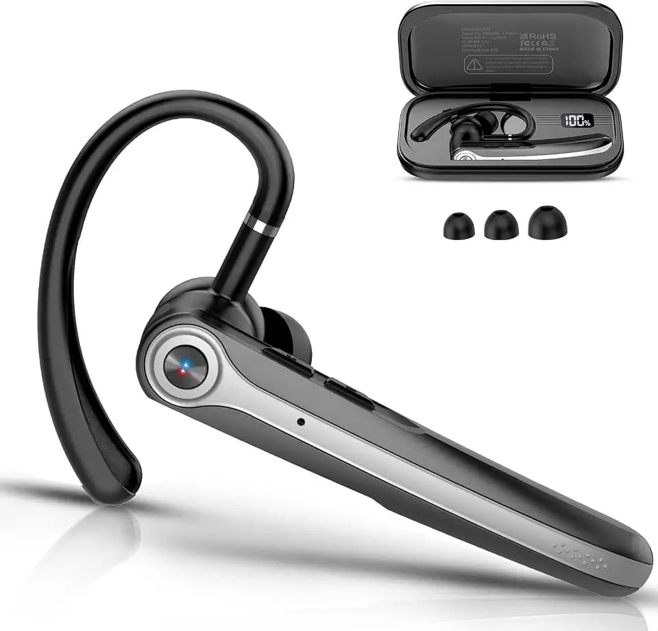 Bluetooth Headset V5.4 Wireless Freisprech Telefon mit CVC 8.0 und ENC Dual Mikrofon, Bluetooth Ohrhörer kabellos mit 25h Sprechzeit, 120h Standby Headset Handy für Autofahren Büro Business, Black