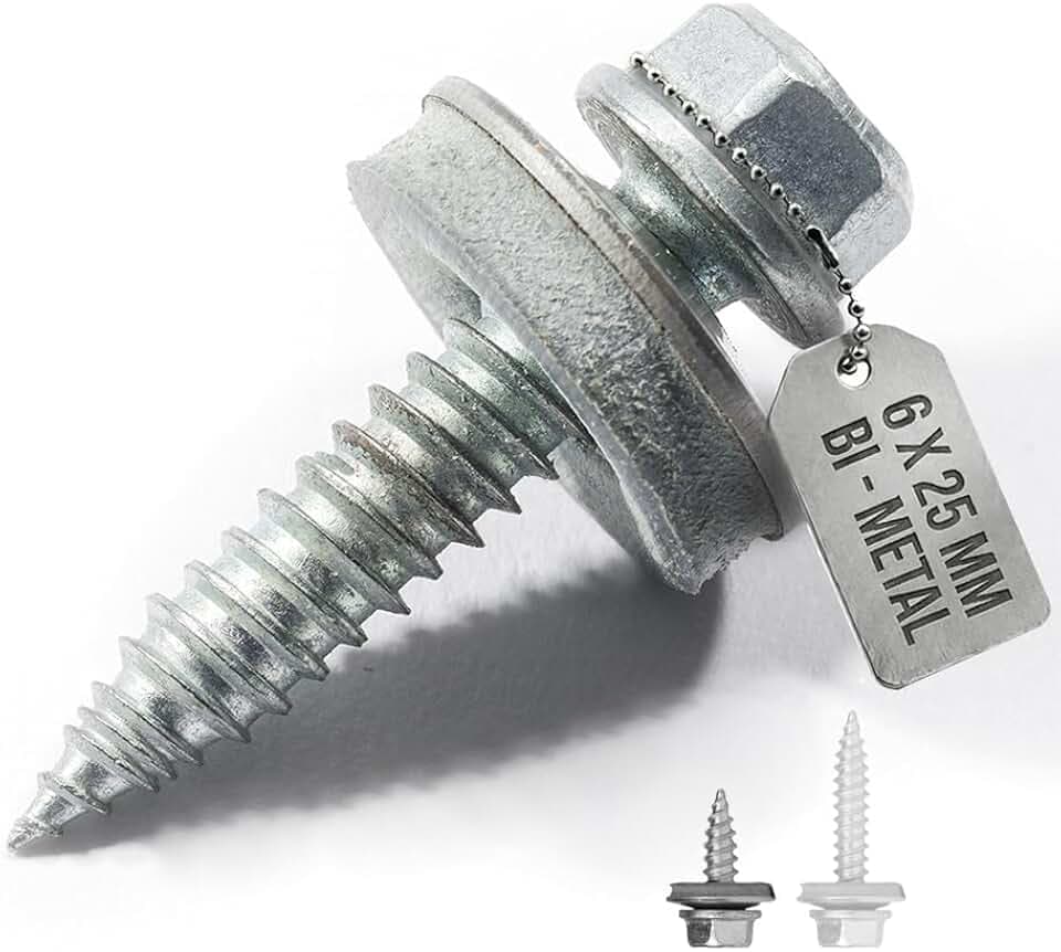 VOOXA 100St Dünnblechschrauben 6x25mm Grobgewinde Bi-Metall: A2+Stahlspitze
