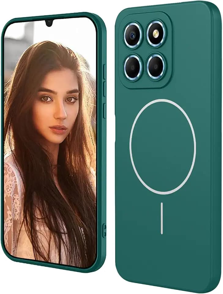 HAOYE Magnetische Hülle für Huawei Honor X8 5G / X6 / Honor 70 Lite, Kompatibel mit MagSafe, Flüssigsilikon Handyhülle mit Mikrofaserfutter, Stoßfester Bumper Schutzhülle - Dunkelgrün