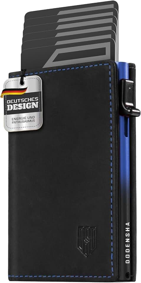 DODENSHA MagSnap Geldbörse Herren I Slim Wallet mit Münzfach I Wallets for Men für 10+ Karten I Magnetischer Verschluss portmonee Herren Slim I RFID Schutz I Schwarzblau