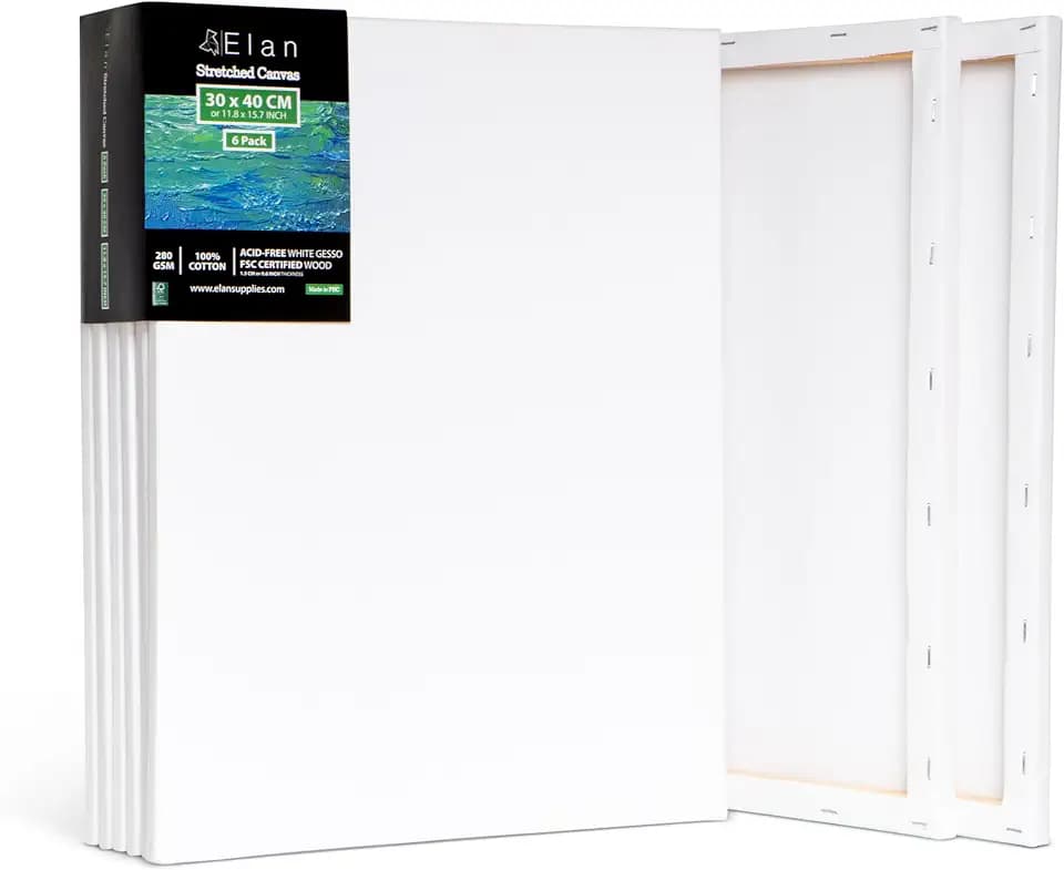 Elan Keilrahmen Leinwand 30x40, 6er Set Leinwände zum Bemalen 280g/m²