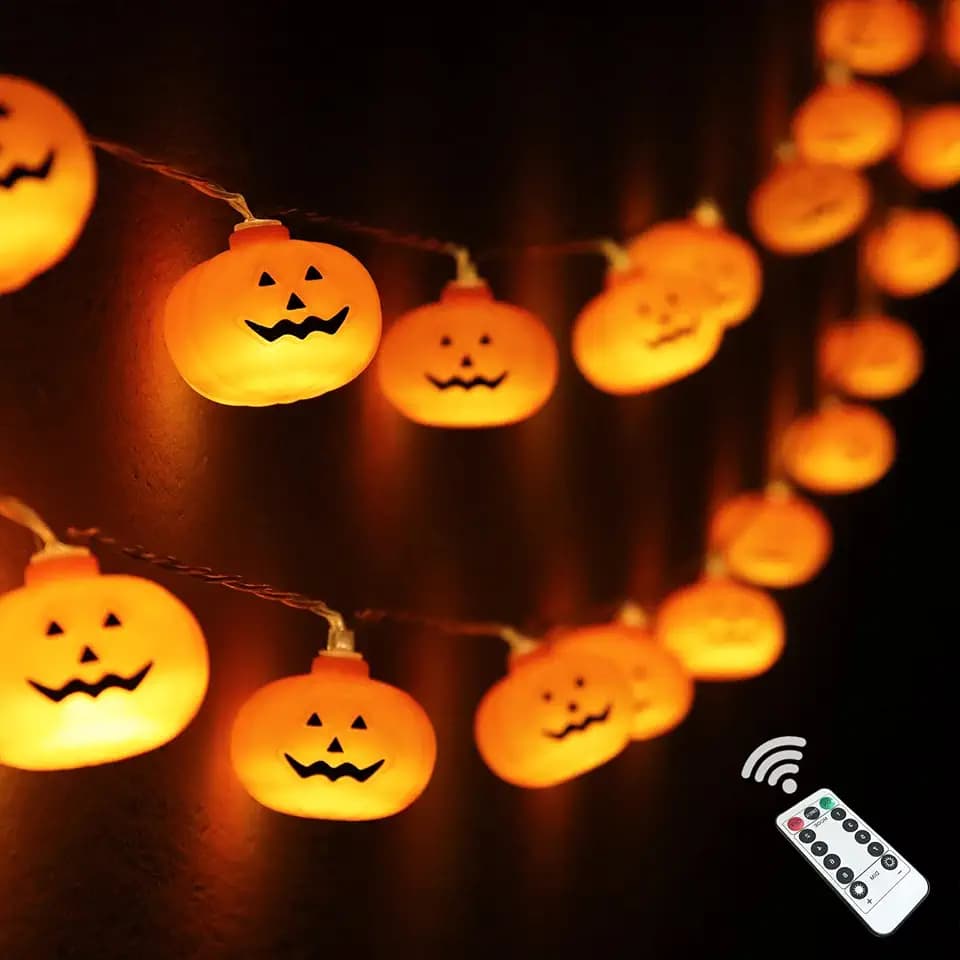 Runleo Halloween Lights Battery Operated, Pumpkin String Light Decorations