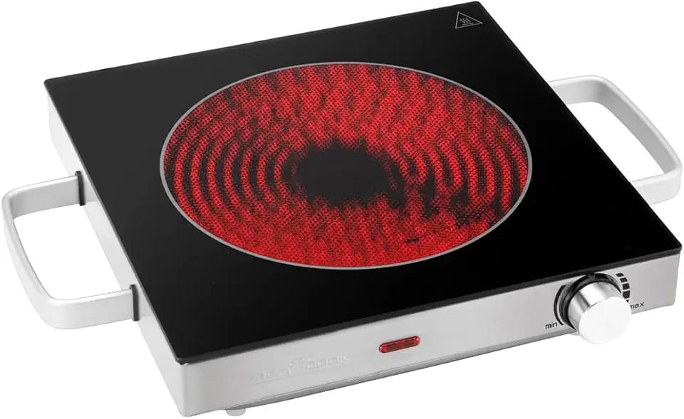 ProfiCook® Infrarot-Einzelkochplatte | Energiesparende Herdplatte | Kochfeld aus kratzfester Glaskeramik | Kochplatte Stufenlose Temperaturregelung | 2000 W | PC-EKP 1210