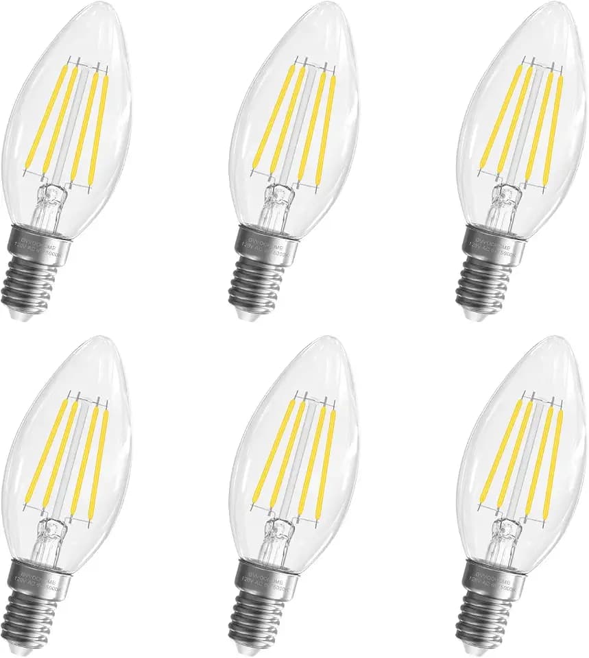 Candelabra Light Bulbs 60 watt Equivalent, Dimmable E12 Bulb Daylight