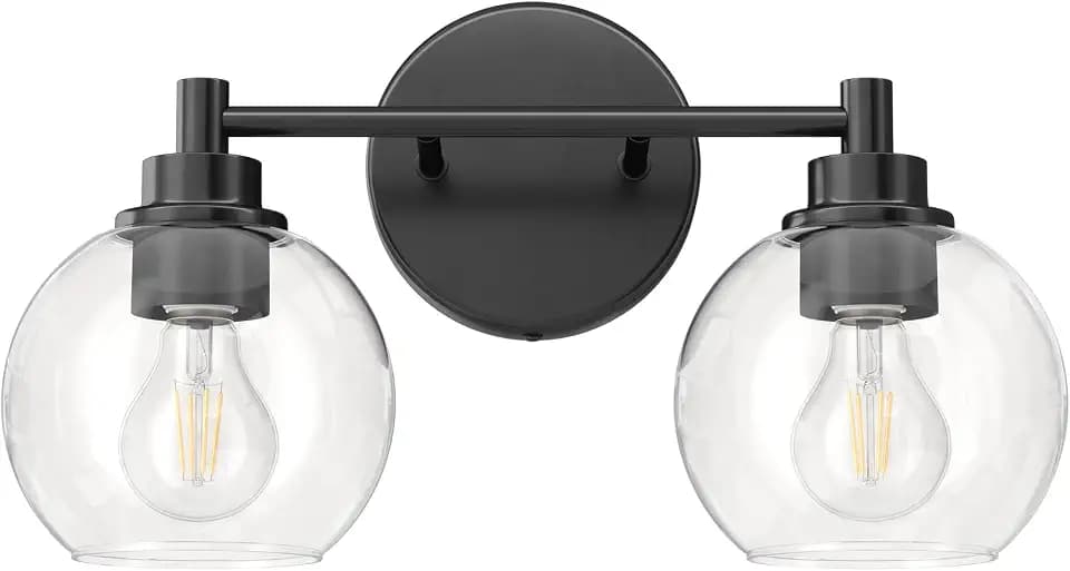 VONLUCE 2 Light Bathroom Vanity Light Fixtures, Black Finish