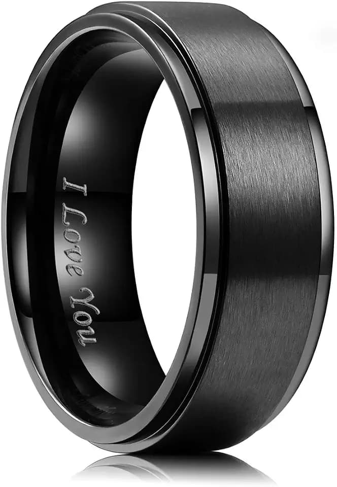 King Will 316L Stainless Steel Wedding Ring for Men Women Laser I Love You
