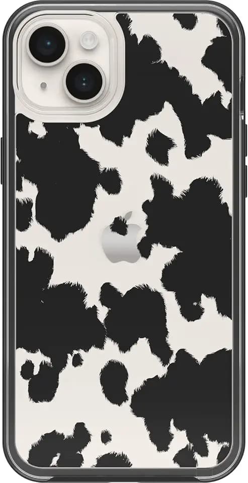 OtterBox iPhone 14 Plus Symmetry Series+ Case - COW PRINT, ultra-sleek, snaps to MagSafe, raised edges protect camera & screen