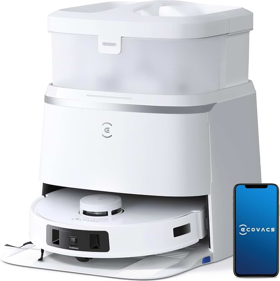 ECOVACS DEEBOT T30 PRO Omni Saugroboter mit Wischfunktion, mit TrueEdge Moppin, Zero Tangle Bürste, 11.000 PA Saugkraft mit heißem Wasser und Smart Rewash, Farbe Silber