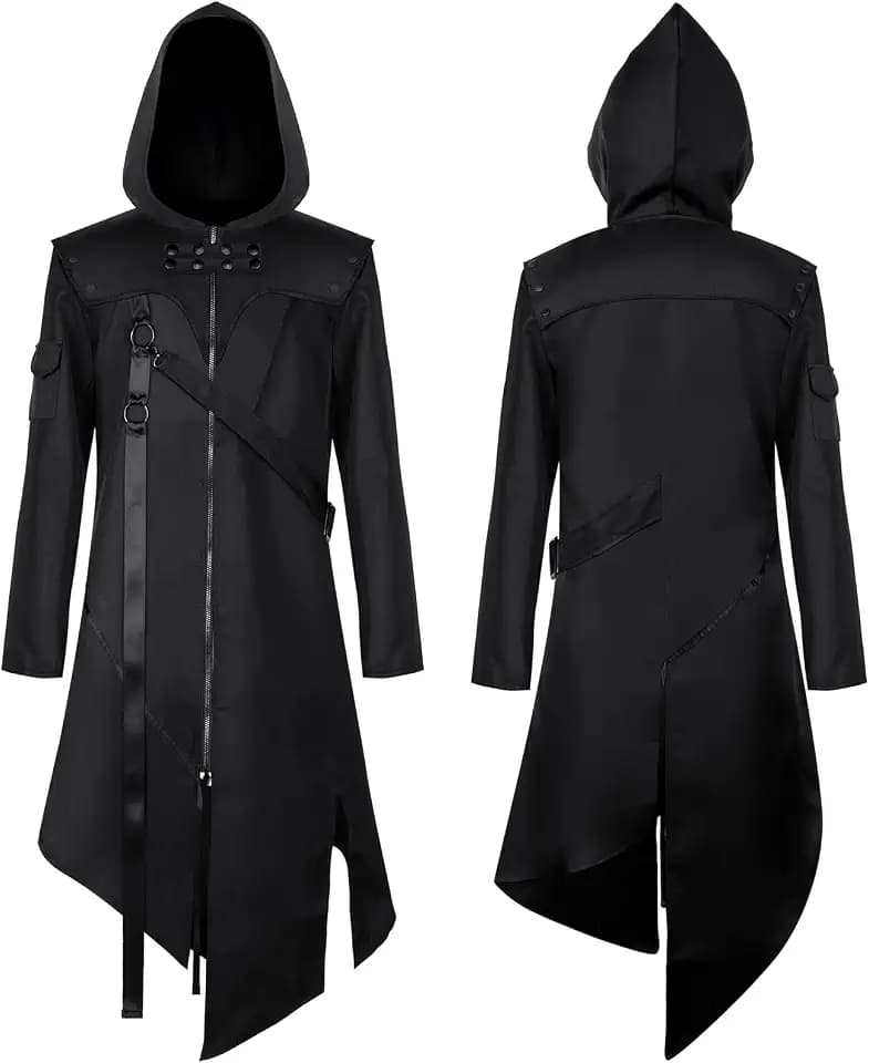 Hicarer Mens Steampunk Vintage Tailcoat Halloween Gothic Victorian Frock Coat Medieval Renaissance Costume