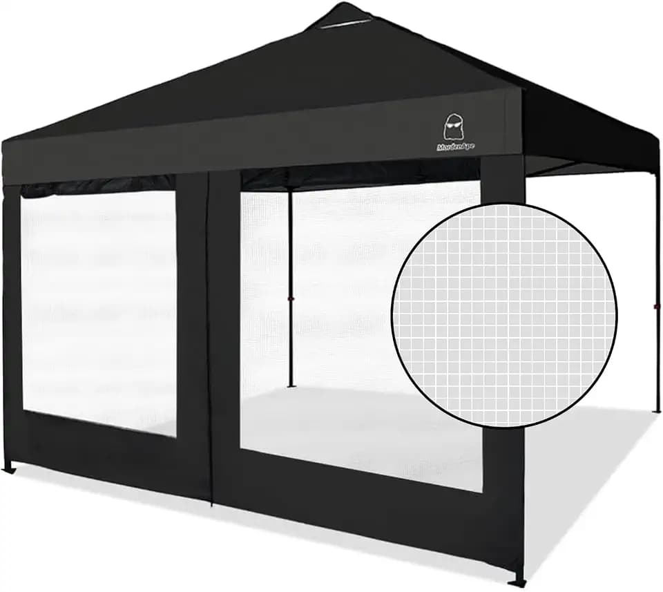 Mesh Sidewall for 10x10 Pop Up Canopy - Straight Leg, Commercial Grade Black Mesh Walls with Window and Door, 1 Pack Canopy Sidewall Only, Black