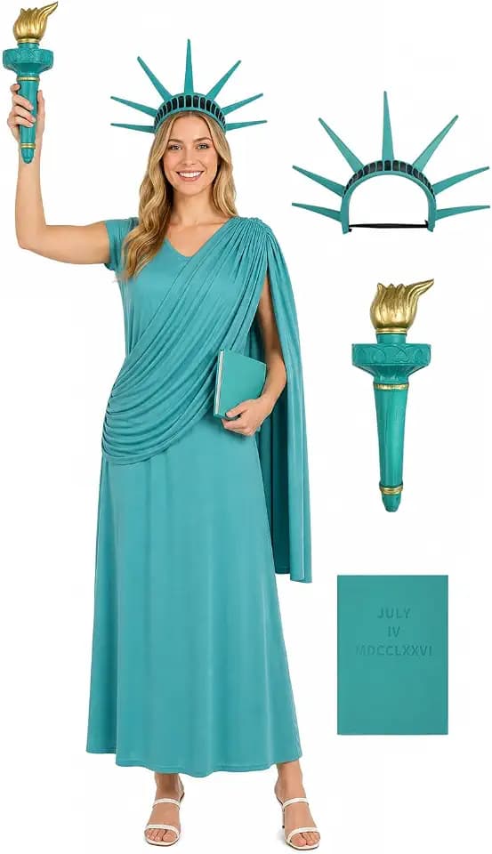 JEGERMIG Adult Statue of Liberty Costume Set for Women