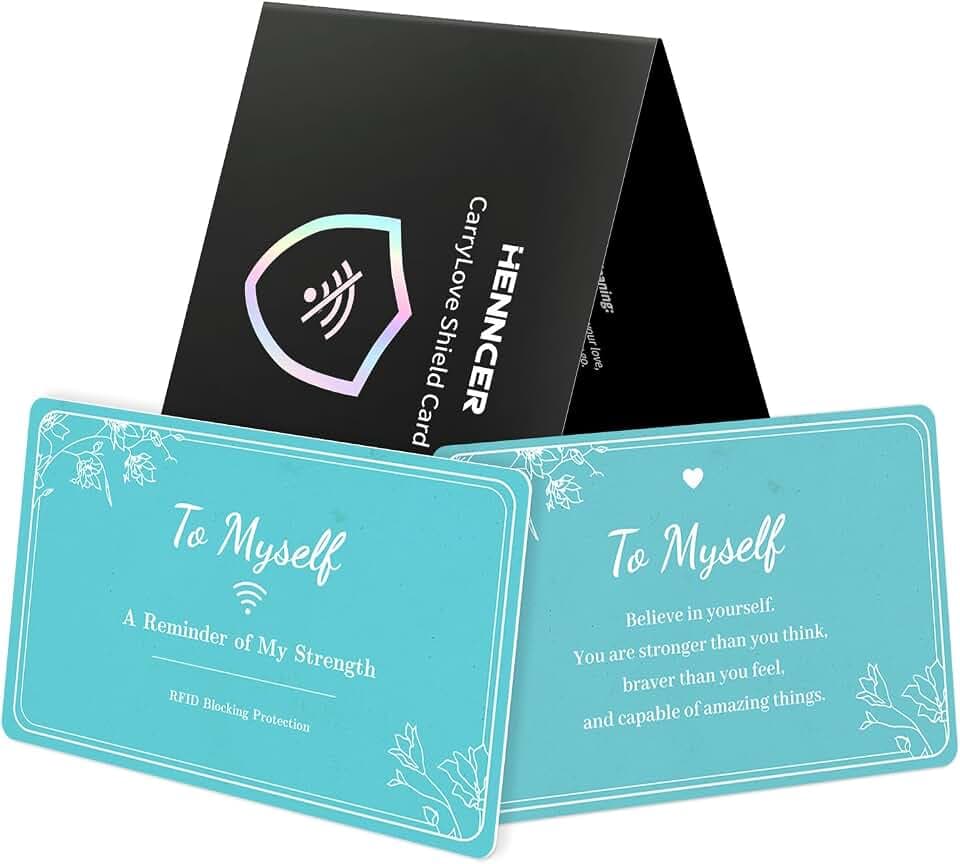 Rfid Blocking Card, Myself Wallet Card with Love Blessings, lightweight Slim Credit Card Protector, Emotional Inspirational Gift for Birthday, Graduation, Christmas