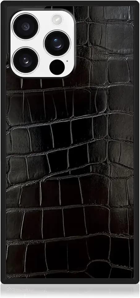 Flaunt Official Square iPhone 16 Pro Max Case - Black Crocodile