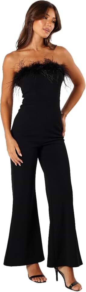 Petal & Pup Women's Louise Feather Trim Jumpsuit