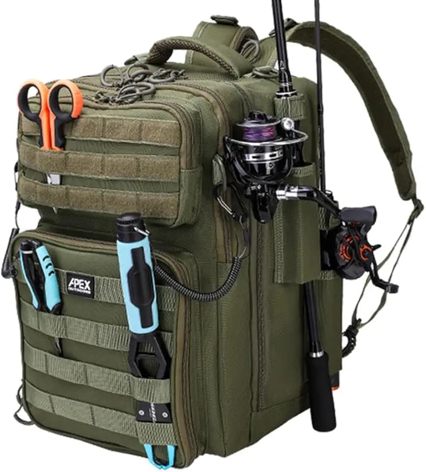 Fishing Backpack with Rod Holder, Fishing Tackle Bag