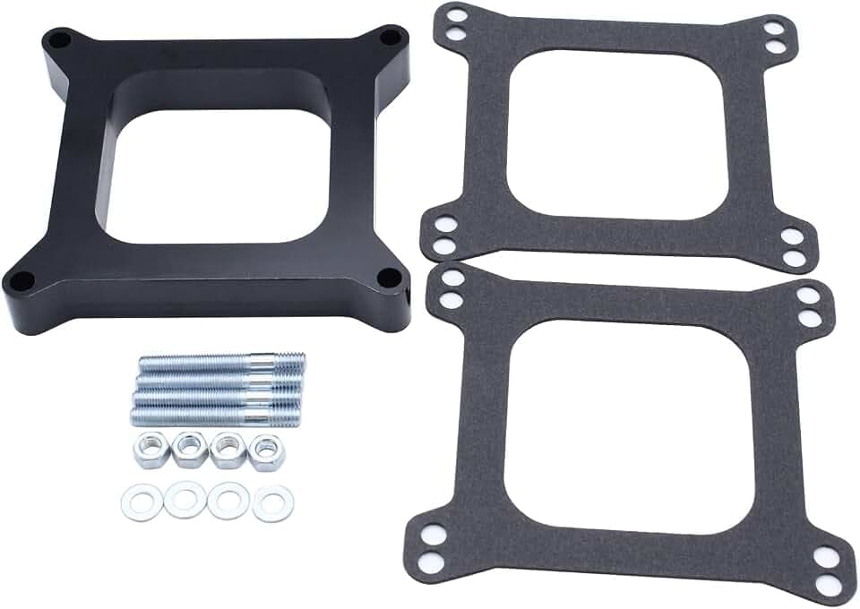 1 SET Black Carb spacers 1" Tall Open Phenolic Carburetor Spacer Compatible with Holley 4150/4160 4bbl. SBC BBC Carb