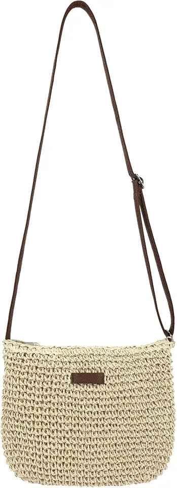 Straw Crossbody Bag for Women Handmade Woven Beach Bag Vacation Shoulder Handbag Purse for Summer