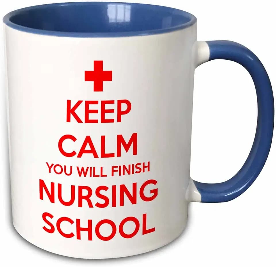 3dRose Keep Calm You Will Finish Nursing School 15oz Two-Tone Blue Mug