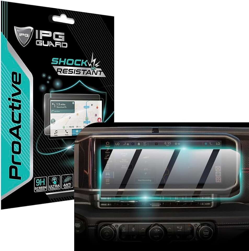 IPG ProActive Made for Jeep 2024-2025 Wrangler JL Gladiator 12.3 Inch Display 9H Hardness Screen Protector Nano Ceramic Film Ultra Responsive High Clarity for Wrangler12.3