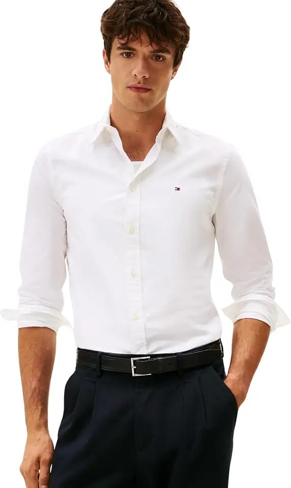 Tommy Hilfiger Herren Hemd Flex Poplin Kent Collar Businesshemd