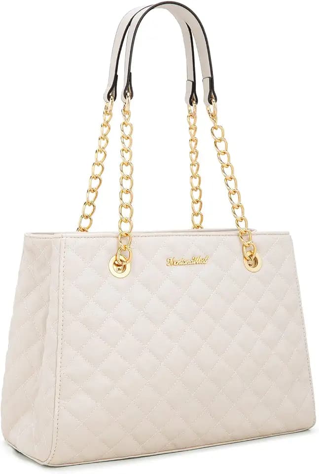 Montana West MEDIUM Tote Bag for Women Quilted Chain Handbags Shoulder Purse
