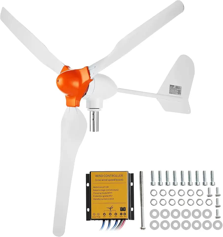VEVOR 800W Wind Turbine Generator, 12V Wind-Turbine Kit, 3-Blade Power Generator with MPPT Controller & 2.5m/s Startup Speed, Suitable for Home, Farm, RVs, Boats (Tower Pole Not Included)