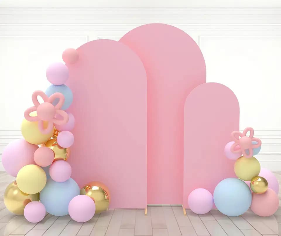 Babenest 3pcs Dusty Pink Wedding Arch Backdrop Cover Party 5FT/6.6FT/7.2FT