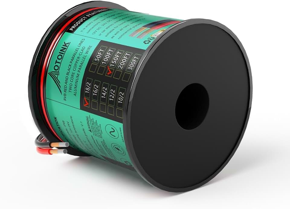 45,72 Meter 18 Gauge 2 Adriges Kupferbeschichtetes Aluminium Kabel Verlängerungskabel 2x0.82mm² 18/2 18 AWG für LED-Streifen, Lichter, Lampen, Autos, Boote, Lautsprecher, Audio