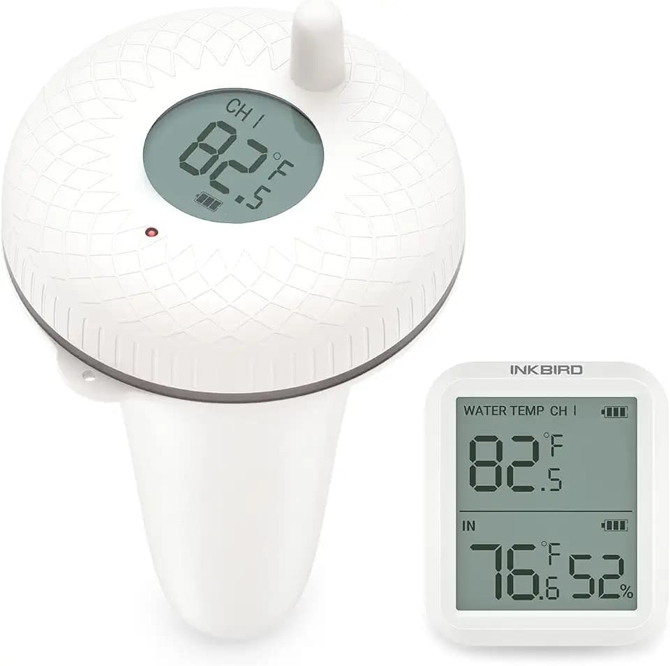 Inkbird Wireless Pool Thermometer and Receiver Set, Updated Version Floating Thermometer with Easy Read Display, Thermometer for Swimming Pool, Hot Tub, Hot Spring（Battery not Included）
