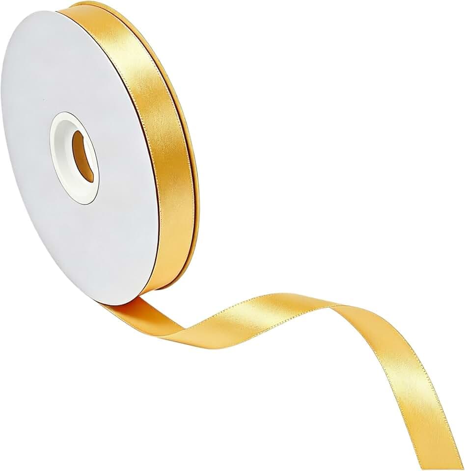 Songye Acetate Ribbon 9/16" x 25 Yards Gold Floral Gift Wrap