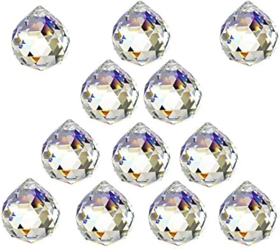 12 Pcs Crystal Ball Prism Suncatcher 30mm Rainbow Pendants Maker