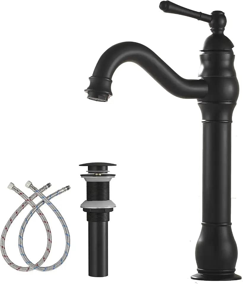 Vessel Faucet Bathroom Matte Black 360° Swivel Single Handle One Hole