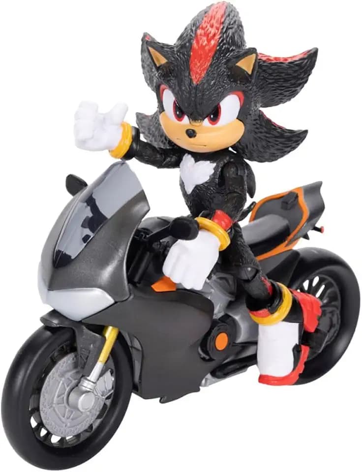 Sonic 3 der Film Shadow-Figur, 15 cm, beweglich, inklusive Shadow-Mobile von Jakks Pacific, Akustisch, Schwarz