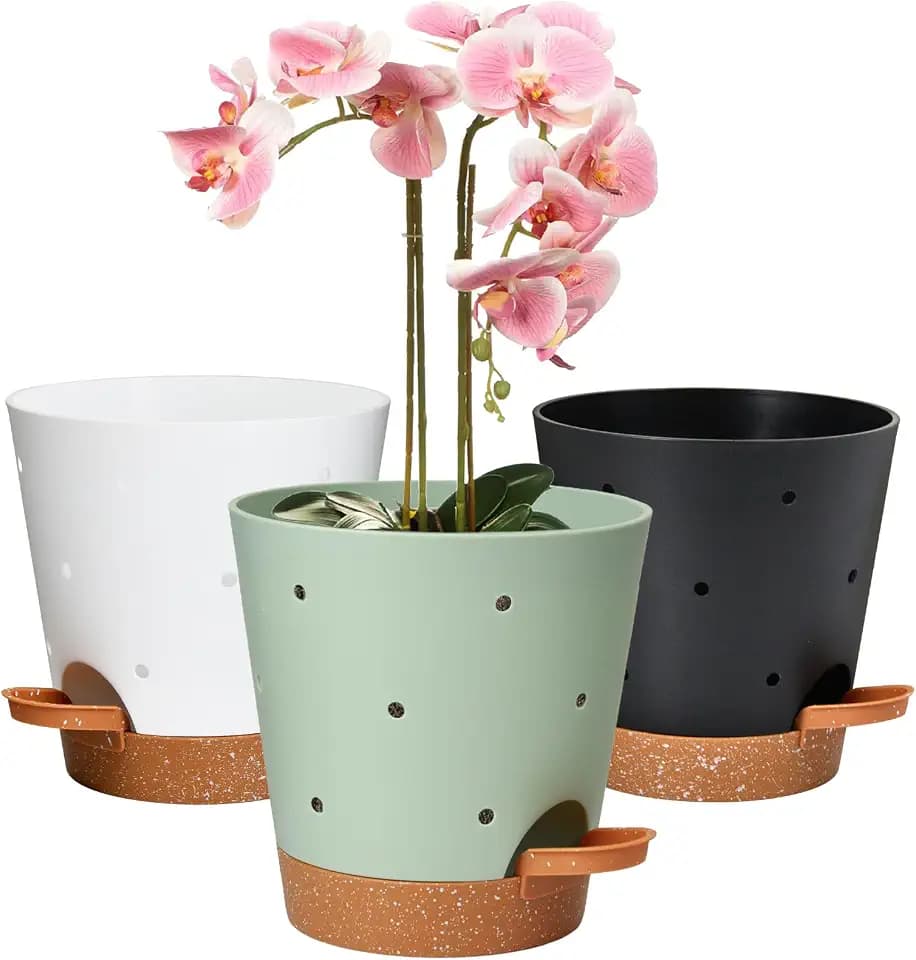 Orchid Pot, 6 Inch Orchid Pots with Holes, 3 Pack Self Watering Plant Pots